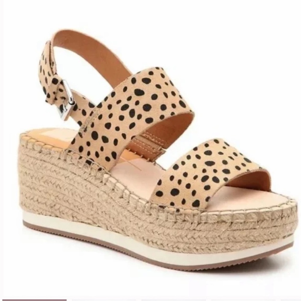 Dolce Vita Leopard Print Espadrille Platform Wedge Sandals Size 7.5